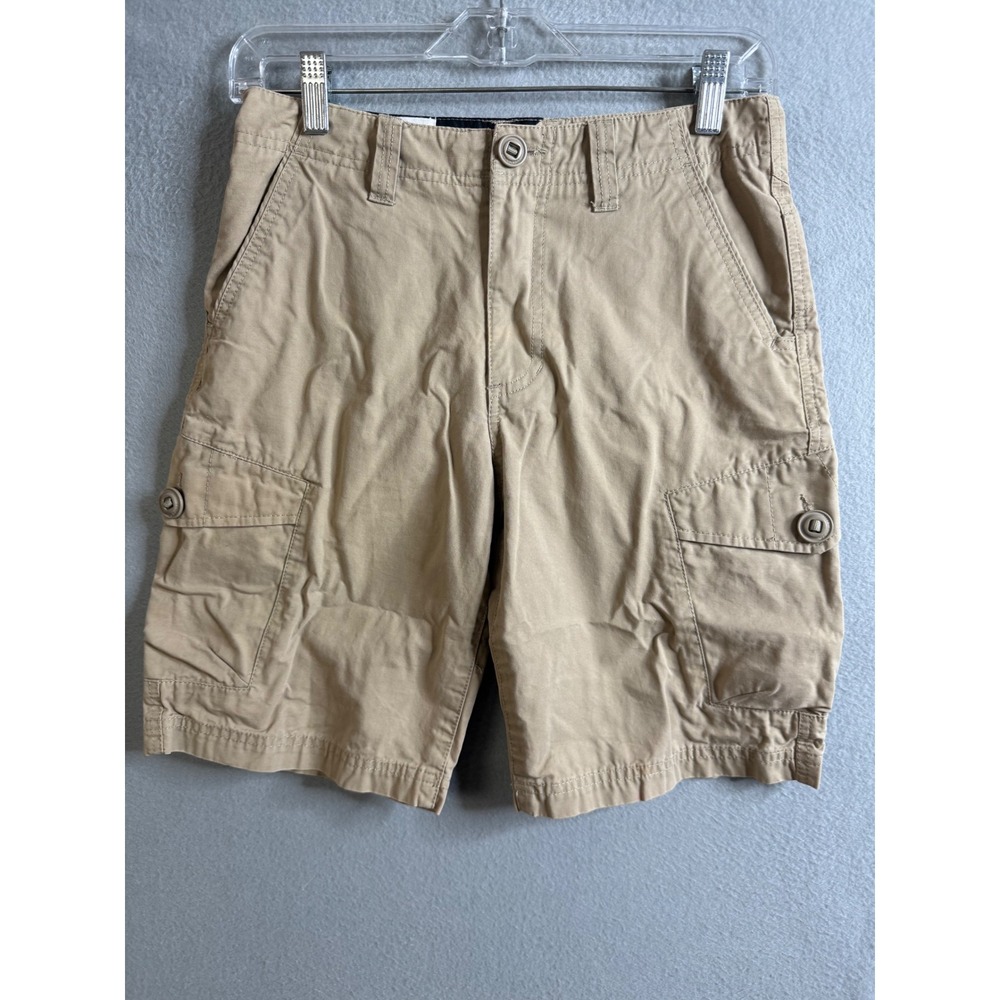 Volcom Boys Shorts 27/14 Cargo Shorts Khaki Twill Utility Pockets‎ Adjustable
